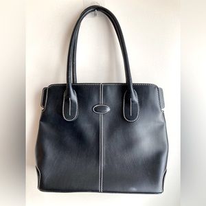 Black Shoulder Bag with White Details